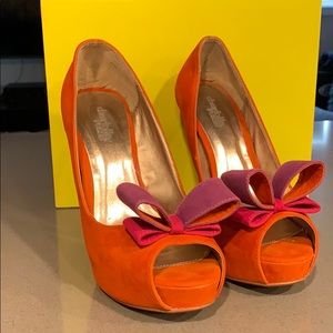 Orange Velvet Heels